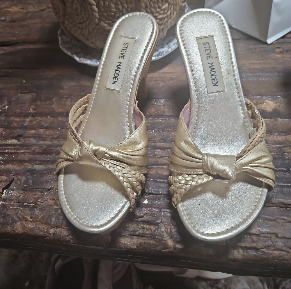 Steve Madden Metallic Gold Braided Sandals